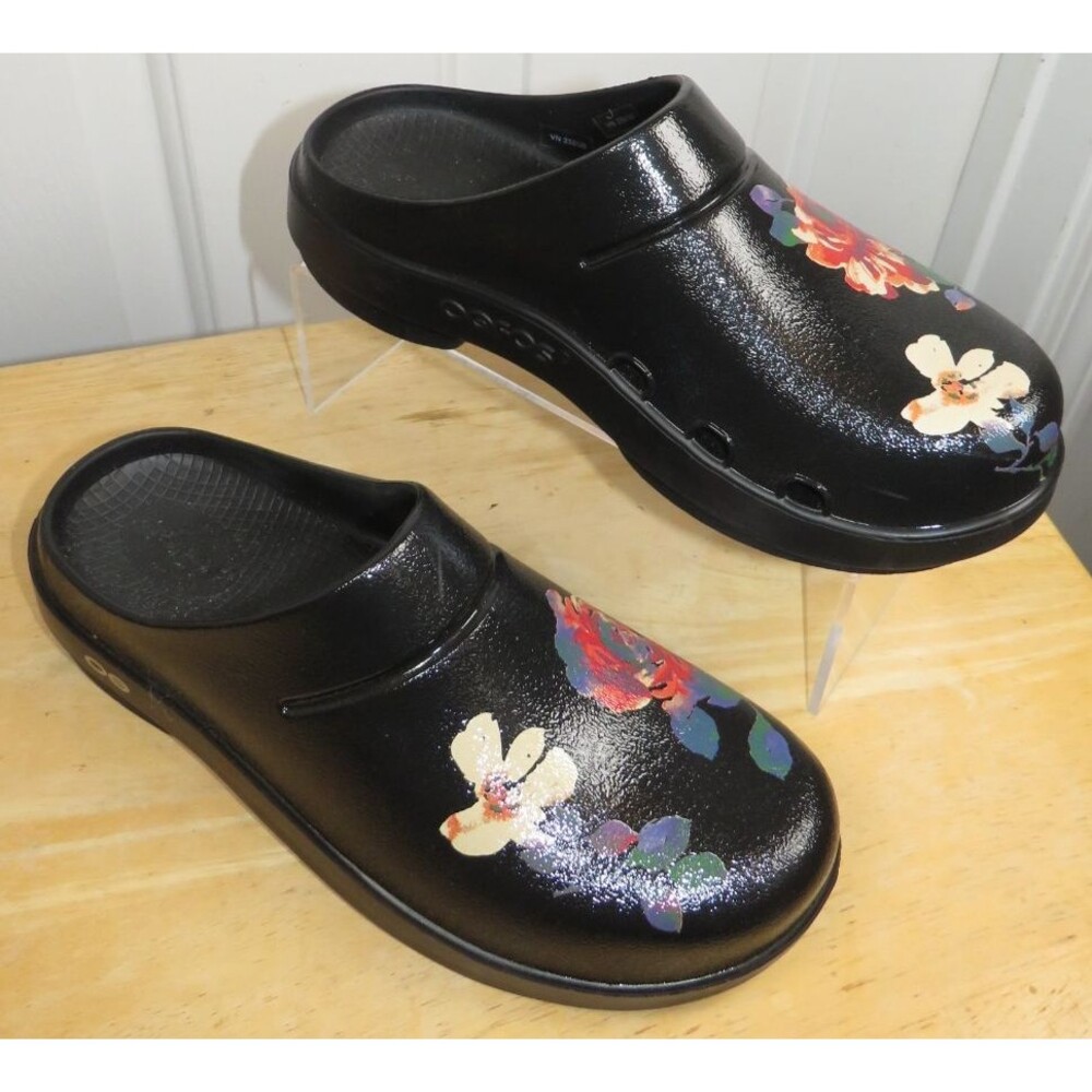 Oofos OOcloog Limited Edition Clog Wild Flora Black Slip On Comfort EU 38/US 7